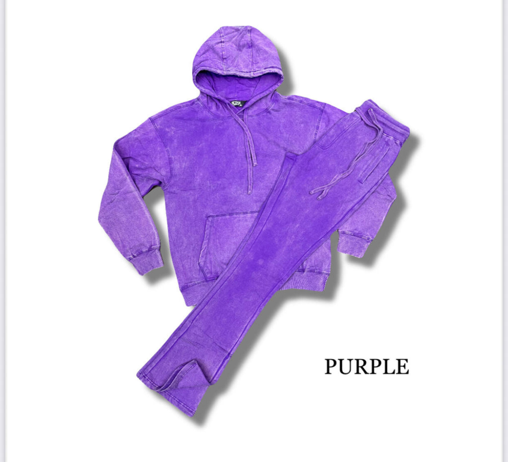 Stacked Sweatsuit Acid Wash